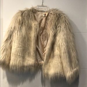 White faux fur jacket